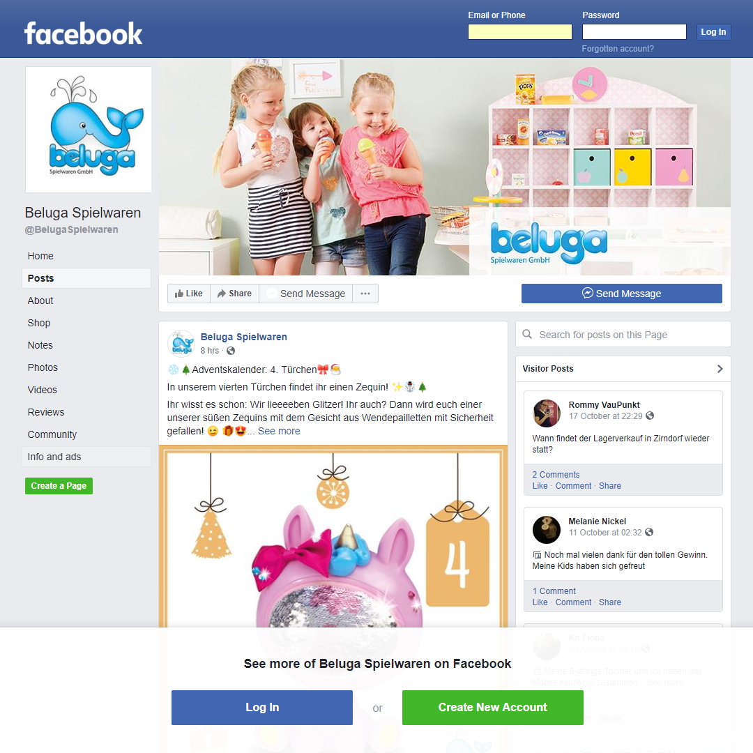 Beluga Spielwaren Adventskalender Facebook