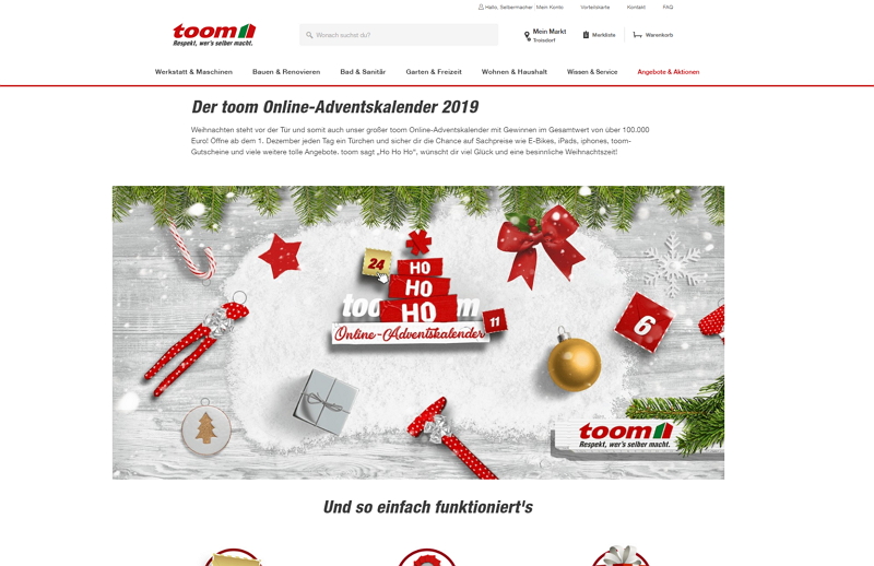 toom adventskalender homepage